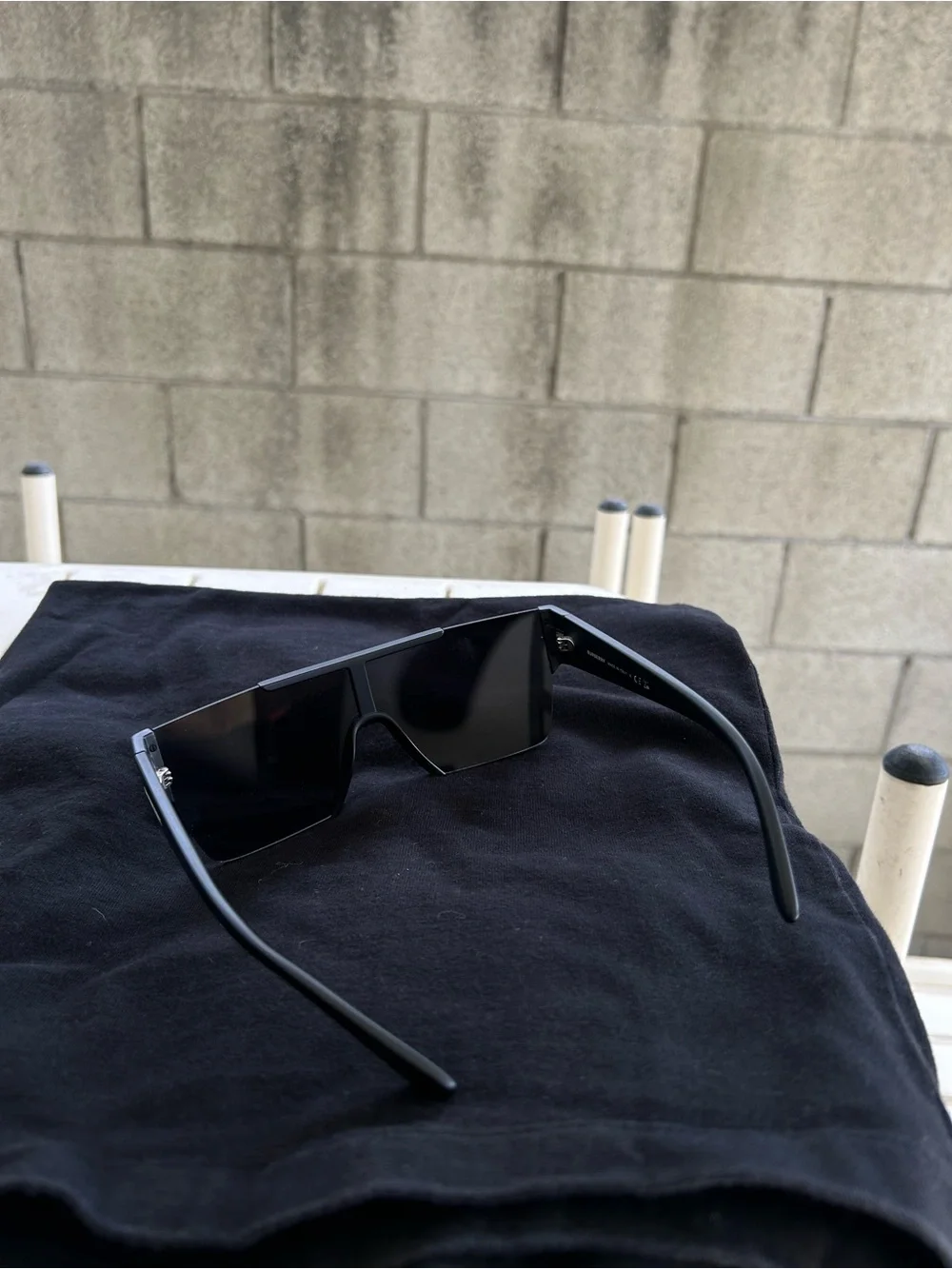 Burberry Men’s Black Shield Sunglasses with Chrome Accents